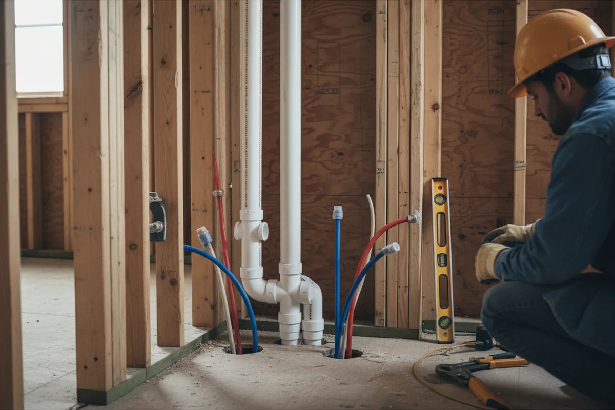 Drain and supply rough-in during Leak Detection in Grosse Ile