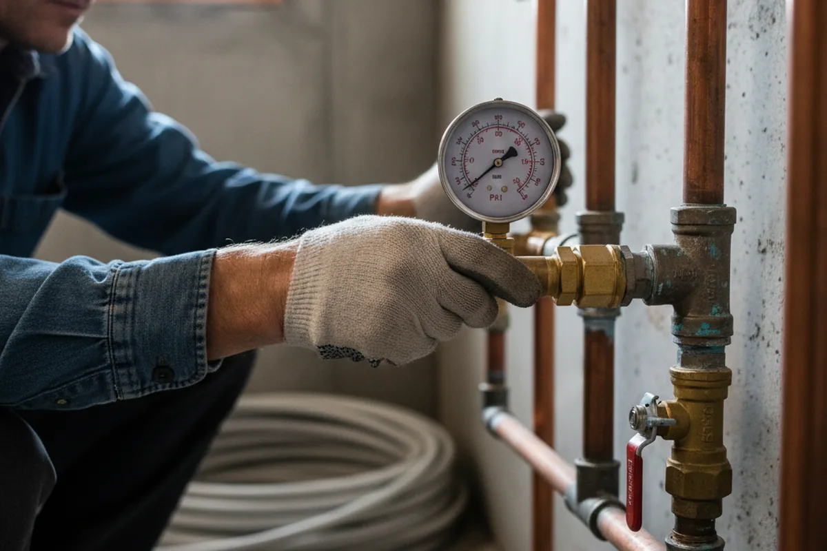 Pressure testing a repaired line during Water Line Repair in Grosse Ile